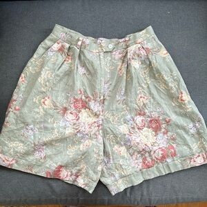 LAUREN RALPH LAUREN 100% LINEN HIGH WAIST PLEATED FRONT WOMEN'S  SHORTS SIZE 12P